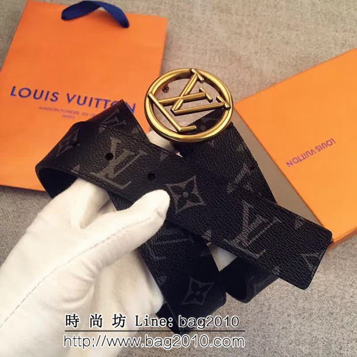路易威登LV Louis Vuitton精選Monogram帆布 圓形LV logo 男士皮帶 LHG1211
